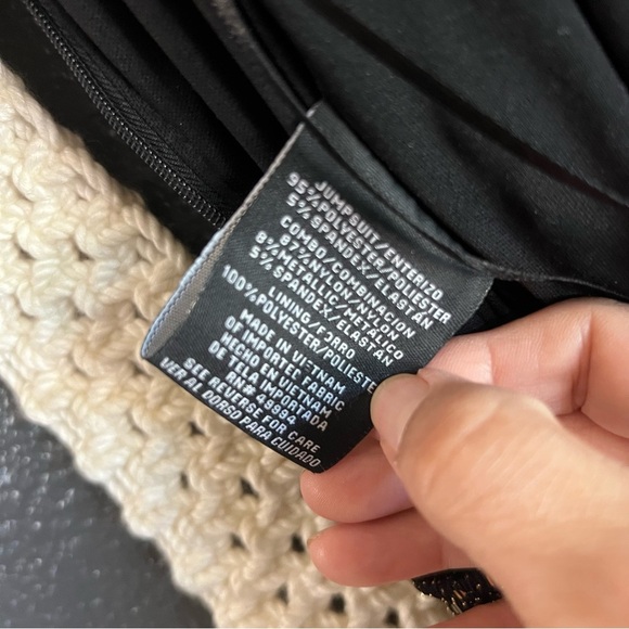 R & M Richard’s Black And Bronze Glittery Jumpsuit Women’s 6 Holiday Formal - Picture 9 of 10